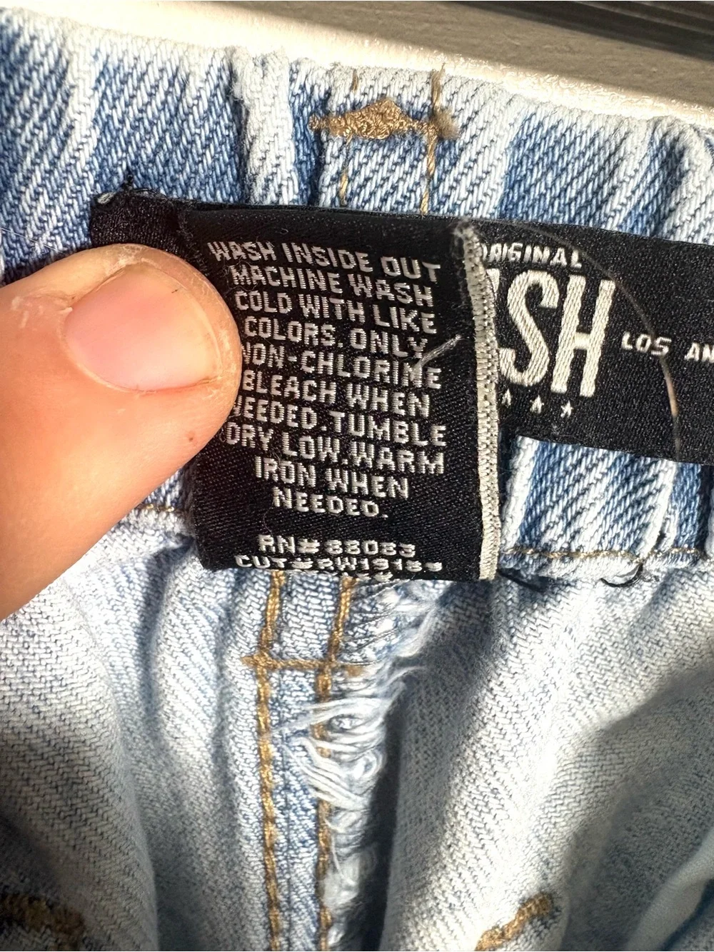 Rewash Womens 1/25 Light Wash Distressed Denim Shorts Tie Waist Cuffed